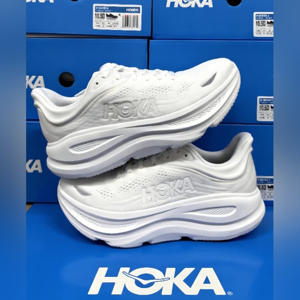 Hoka Bondi One One 9 Triple White ๐ค Women Sneakers HOKA Width B - Picture 6 of 8